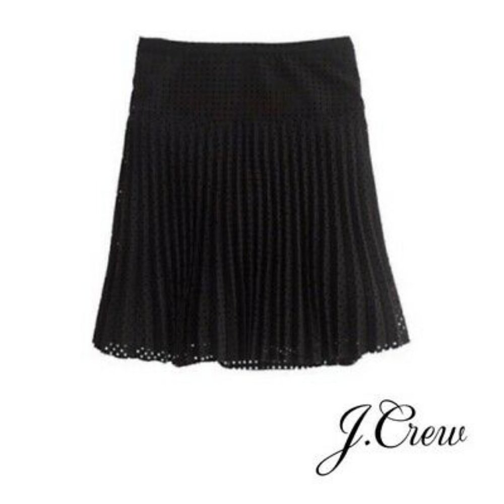 J Crew Black Laser Cut Pleated Skirt